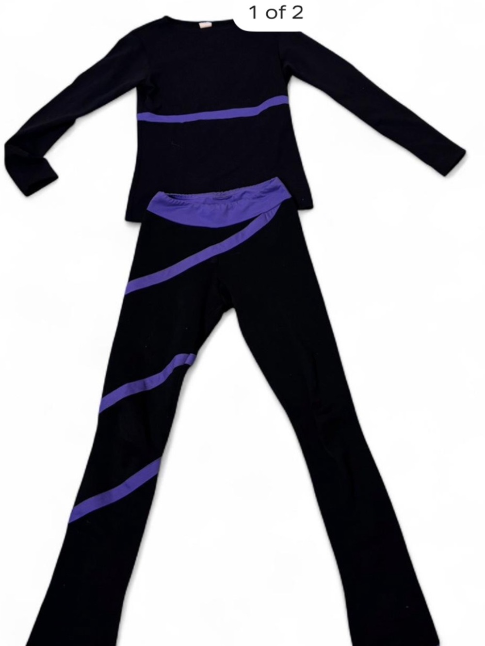 Black and Purple Two-Piece Athletic Thermal Set